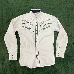 Ace of Diamond Shirt Mens Small Western Pearl Snap Rodeo Cowboy Embroidered Yoke